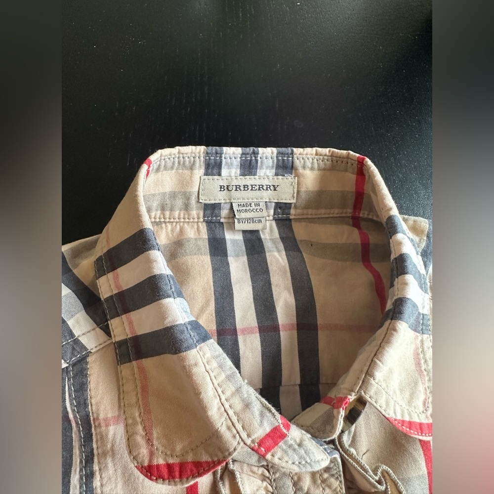 Burberry Plaid Long Sleeve Tie Front Shirt Dress - Picture 2 of 6